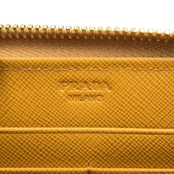 PRADA Orange Leather Saffiano Wallet - Picture 13 of 15